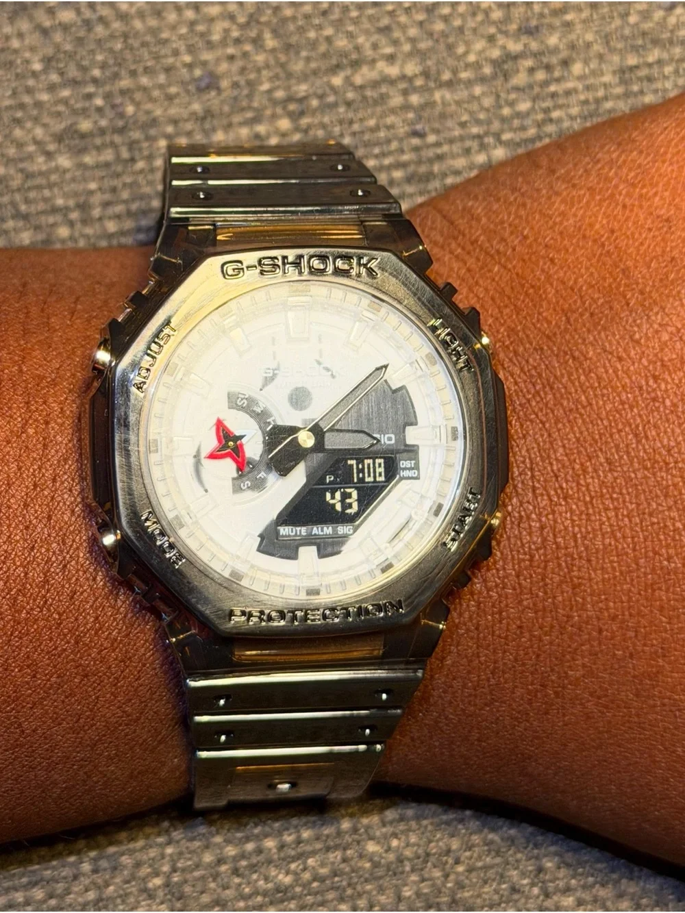 G-Shock See through black Watch with White Dial and Red Accent